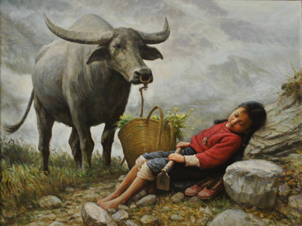Vidiecke detstvo, Li Zijian olejomaľba