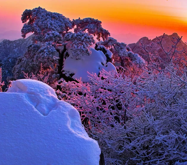 黄山峰雪美