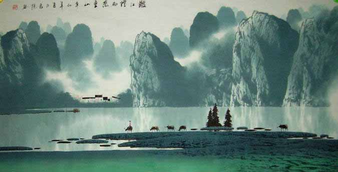 中国美術　桂林山水画冊 彩墨桂林山水画