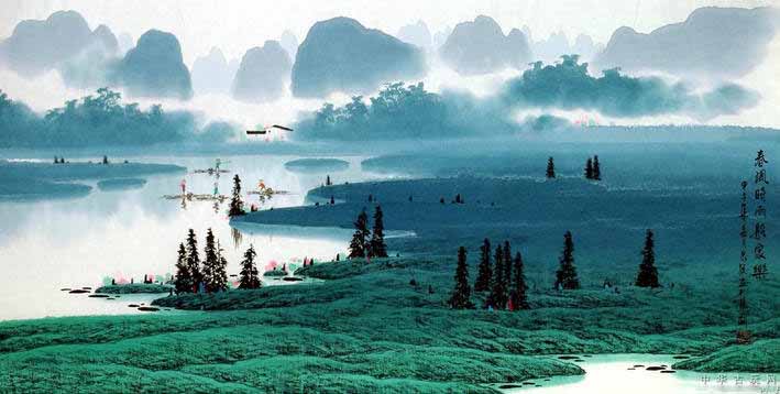 中国美術　桂林山水画冊 桂林山水画- 写意山水画- 99字画网