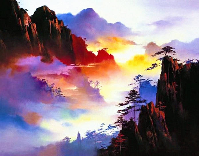 色彩山水油画